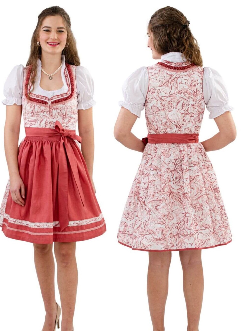Traditional Woman’s Dirndl Dress in Red and White from Austria